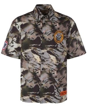 Heron Preston Logo Patch Camouflage Printed Shirt - Black