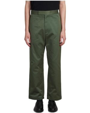 Thom Browne Rwb Stripe Detailed Straight Leg Trousers - Green