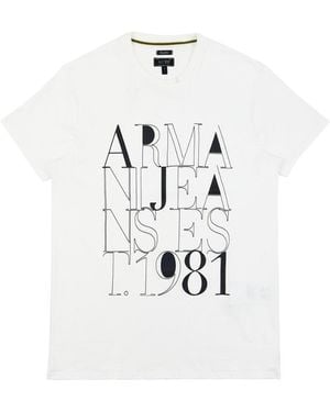 Armani Jeans Round-Necked Logo T-Shirt - White
