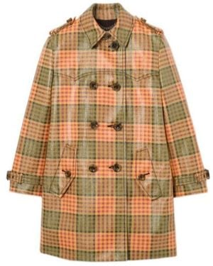 Burberry Short Check Coated Raffia-Effect Summerside Trench Coat - Natural