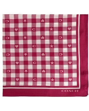COACH Patterned Silk Scarf - Red