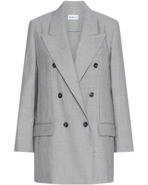 Marella Double-Breasted Wool And Silk Grisaille Blazer - Gray