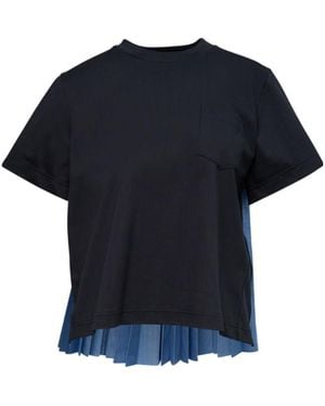 Sacai Pleated Panel T-Shirt Top - Black