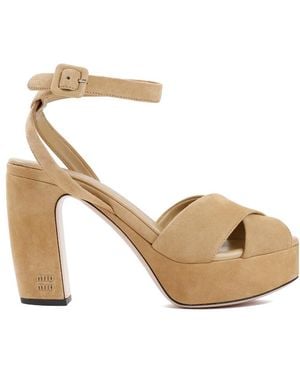 Miu Miu Open-Toed High-Heeled Sandals - Metallic