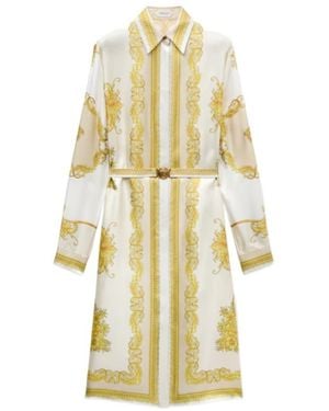 Versace Printed Silk Twill Midi Dress - Metallic