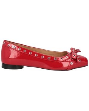 Ganni Square-Toed Ballet Flats - Red