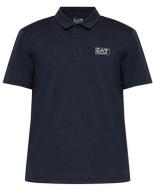 EA7 Logo Patch Polo Shirt - Blue