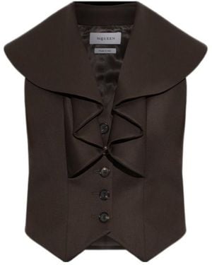 McQueen Ruffled Collar Vest Jacket - Black