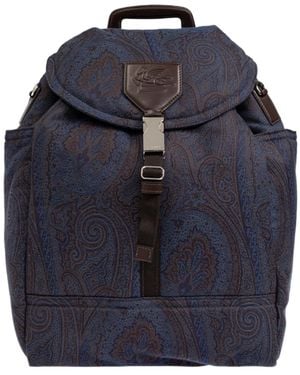 Etro Pegaso-Motif Drawstring Backpack Backpack - Blue