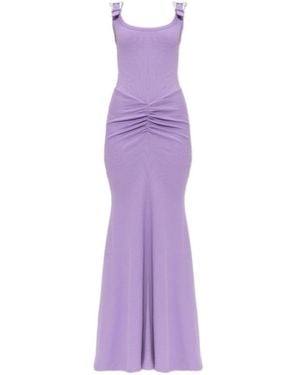 Versace Jeans Couture Couture Ruched Buckle-Strap Dress - Purple