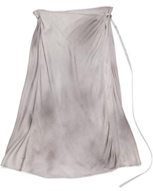 Acne Studios Satin Wrap Midi Skirt - Gray