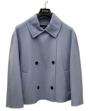 Arma Cropped Wool Coat - Blue
