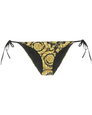 Versace Barocco Printed Tie Detailed Bikini Bottoms - Multicolour
