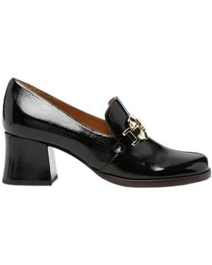 Chie Mihara Teil Buckle-Detail Patent Loafers - Black