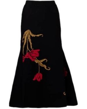 Erdem Floral Jacquard Midi Skirt - Black