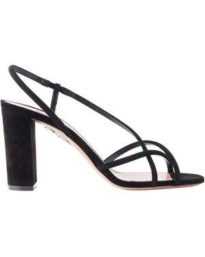 Aquazzura Strap Suede Leather Sandal - Metallic
