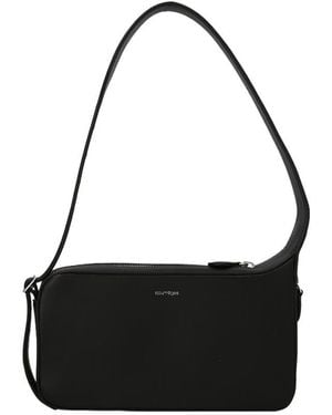 Courreges Courrèges Logo Plaque Zip-Up Shoulder Bag - Black