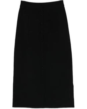 Victoria Beckham Button-Detail Midi Skirt - Black