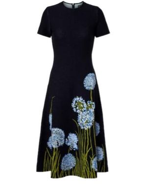 Oscar de la Renta Floral Jacquard Midi Dress - Black