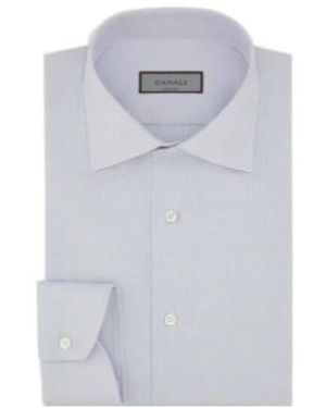 Canali Long Sleeved Textured Shirt - White