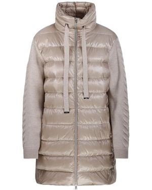 Herno Quilted Panelled Zip-Up Coat - Grey