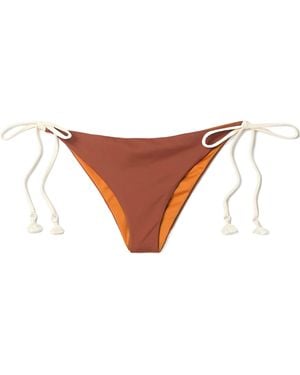 Johanna Ortiz Rímac Tasselled Ruched Bikini Briefs - White
