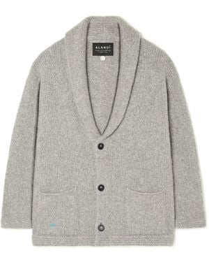 Alanui Shawl-Collar Button Cardigan - Gray