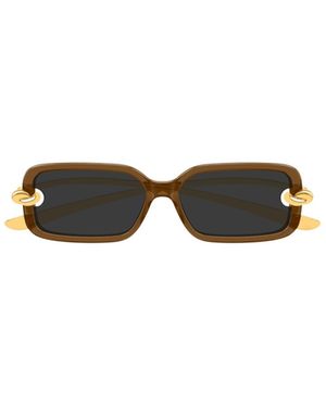 Bottega Veneta Eyewear Rectangular Frame Sunglasses - White