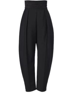 Rohe Pleated Wool And Mohair Barrel-Leg Pants - Black