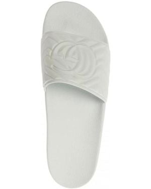 Gucci Matelassé Rubber Pool Slides - White
