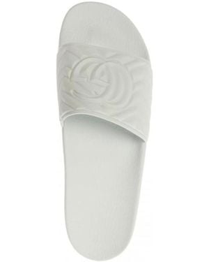 Gucci Matelassé Rubber Pool Slides - White