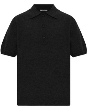 Entire studios Buttoned Knit Polo Shirt - Black