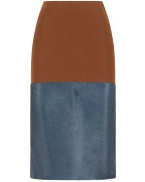 Marni Wool Skirt With Pony Hair Insert - Blue