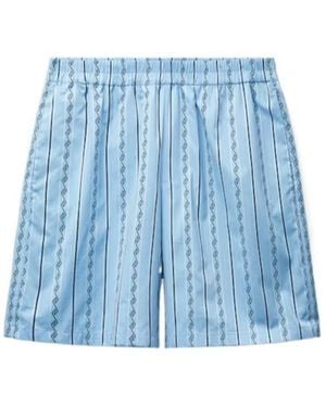Versace Greca-Pattern Striped Shorts - Blue