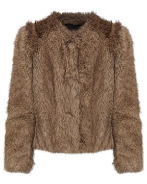 Stand Studio Sadie Cropped Faux Fur Jacket - Brown