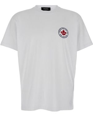 DSquared² Logo Printed Crewneck T-Shirt - White