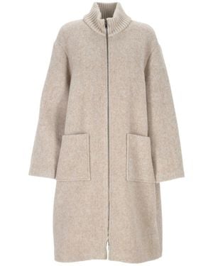 Lorena Antoniazzi High-Collar Coat - Natural