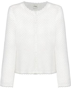 Posse Crochet-Detail Buttoned Cardigan - White