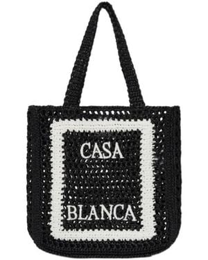 CASABLANCA Logo Detailed Top Handle Bag - Black