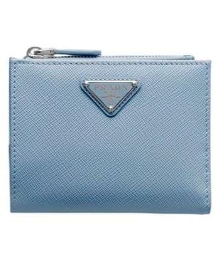 Prada Small Saffiano Leather Wallet - Blue