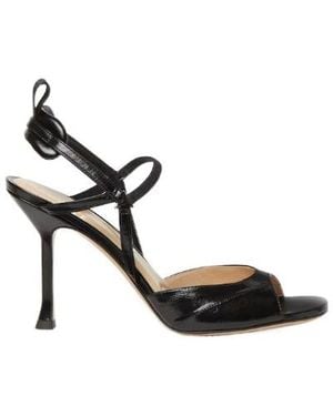 Fendi Hagfish Leather High-Heeled Sandals - Black
