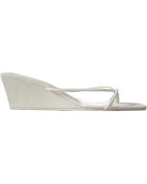 St. Agni Leather Wedge Sandals - White