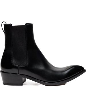 Tom Ford Burnished Leather Chelsea Boot - Black