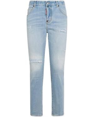 DSquared² Super Bleached Stretch Teddy Jeans - Blue