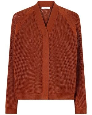Max Mara Open-Knit Silk-Blend Cardigan - Brown
