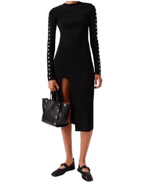 Stella McCartney Slit Detailed Long-Sleeve Dress - Black