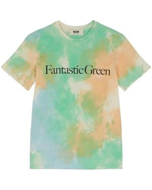 MSGM Logo Printed Crewneck T-Shirt - Green