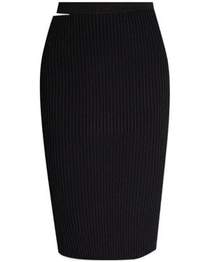 Helmut Lang Cut-Out Detailed Knit Midi Skirt - Black