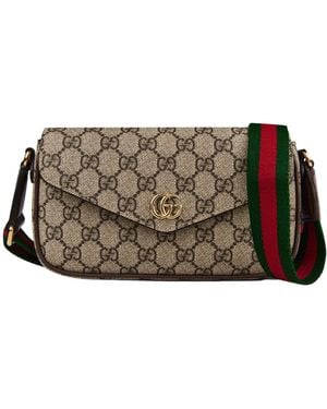 Gucci Logo Cotton Ophidia Mini Bag - Brown