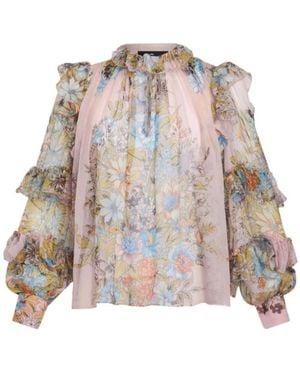 Etro Printed Silk Blouse With Ruching - Multicolor